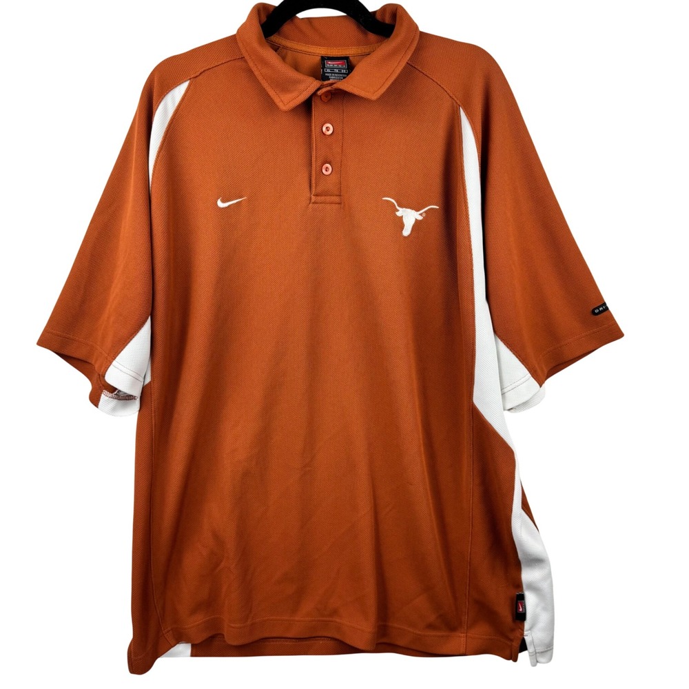 Nike Polo Shirt Mens‎ XL Burnt Orange Texas Longhorns Dri-FIT Team NCAA Football